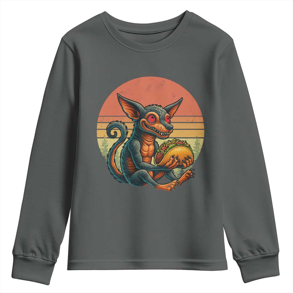 Funny Chupacabra Eat Tacos Cryptid Gift Youth Sweatshirt - Wonder Print Shop