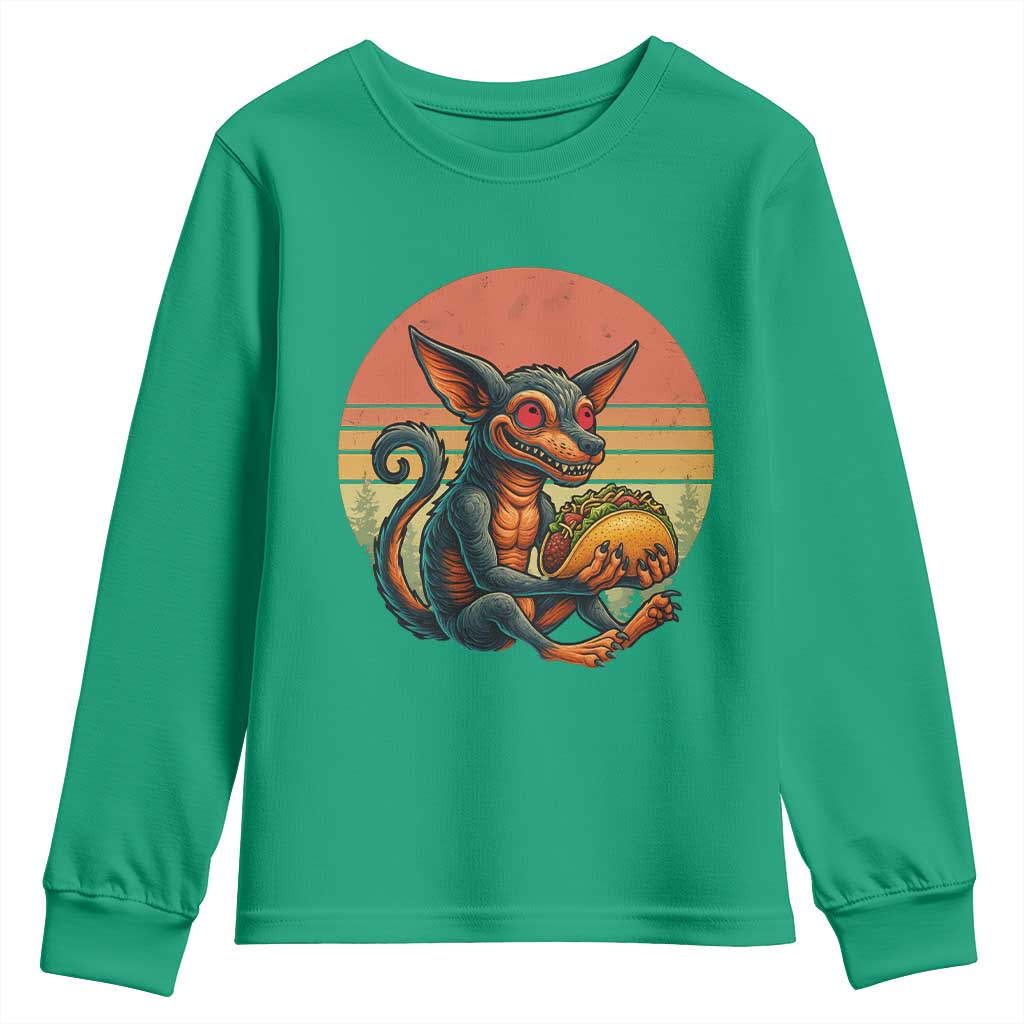 Funny Chupacabra Eat Tacos Cryptid Gift Youth Sweatshirt - Wonder Print Shop
