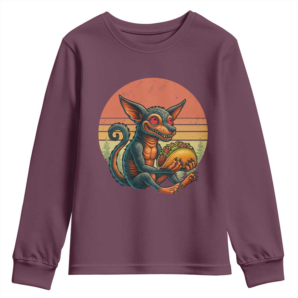 Funny Chupacabra Eat Tacos Cryptid Gift Youth Sweatshirt - Wonder Print Shop
