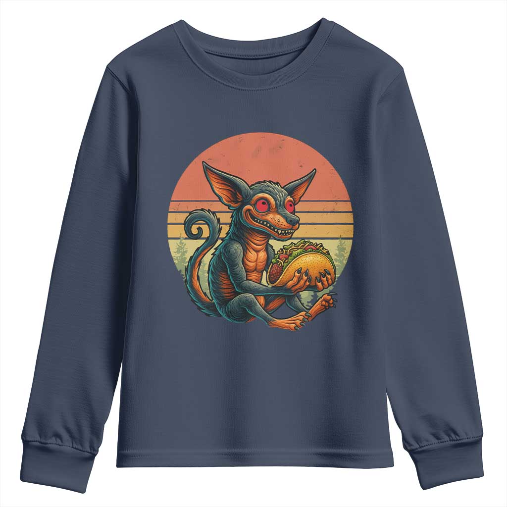 Funny Chupacabra Eat Tacos Cryptid Gift Youth Sweatshirt - Wonder Print Shop