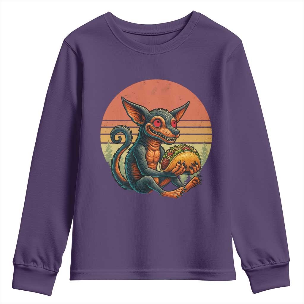 Funny Chupacabra Eat Tacos Cryptid Gift Youth Sweatshirt - Wonder Print Shop