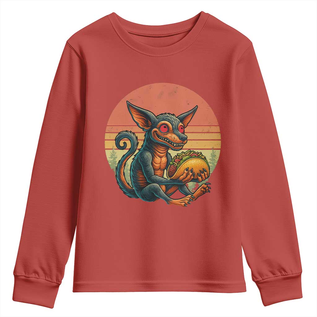 Funny Chupacabra Eat Tacos Cryptid Gift Youth Sweatshirt - Wonder Print Shop