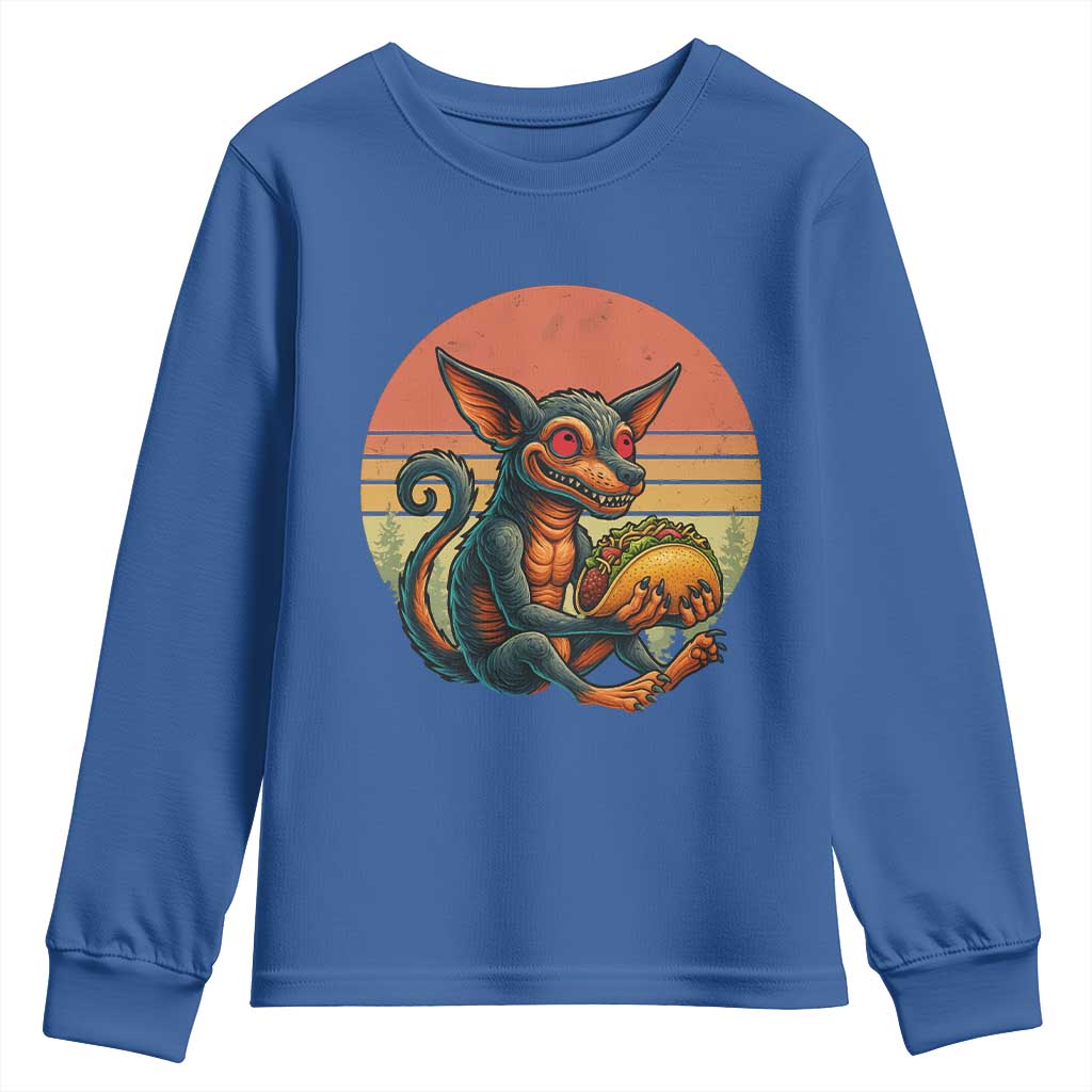 Funny Chupacabra Eat Tacos Cryptid Gift Youth Sweatshirt - Wonder Print Shop