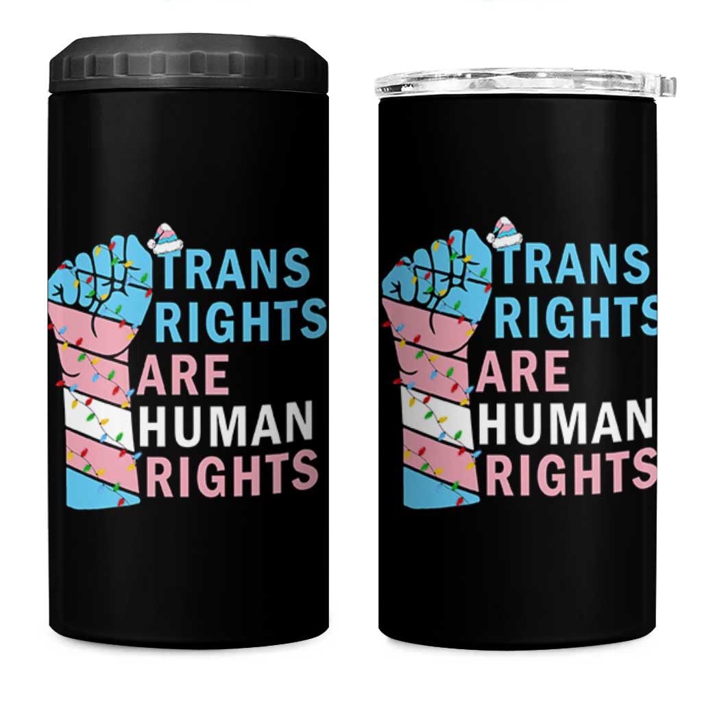 Trans Rights Are Human Rights 4 in 1 Can Cooler Tumbler Christmas LGBTQ Supporter Gift - Wonder Print Shop