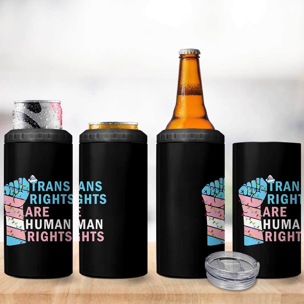 Trans Rights Are Human Rights 4 in 1 Can Cooler Tumbler Christmas LGBTQ Supporter Gift - Wonder Print Shop