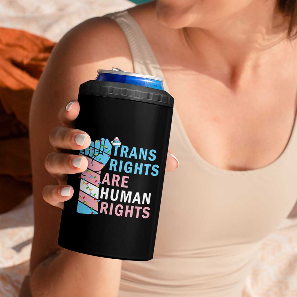 Trans Rights Are Human Rights 4 in 1 Can Cooler Tumbler Christmas LGBTQ Supporter Gift - Wonder Print Shop