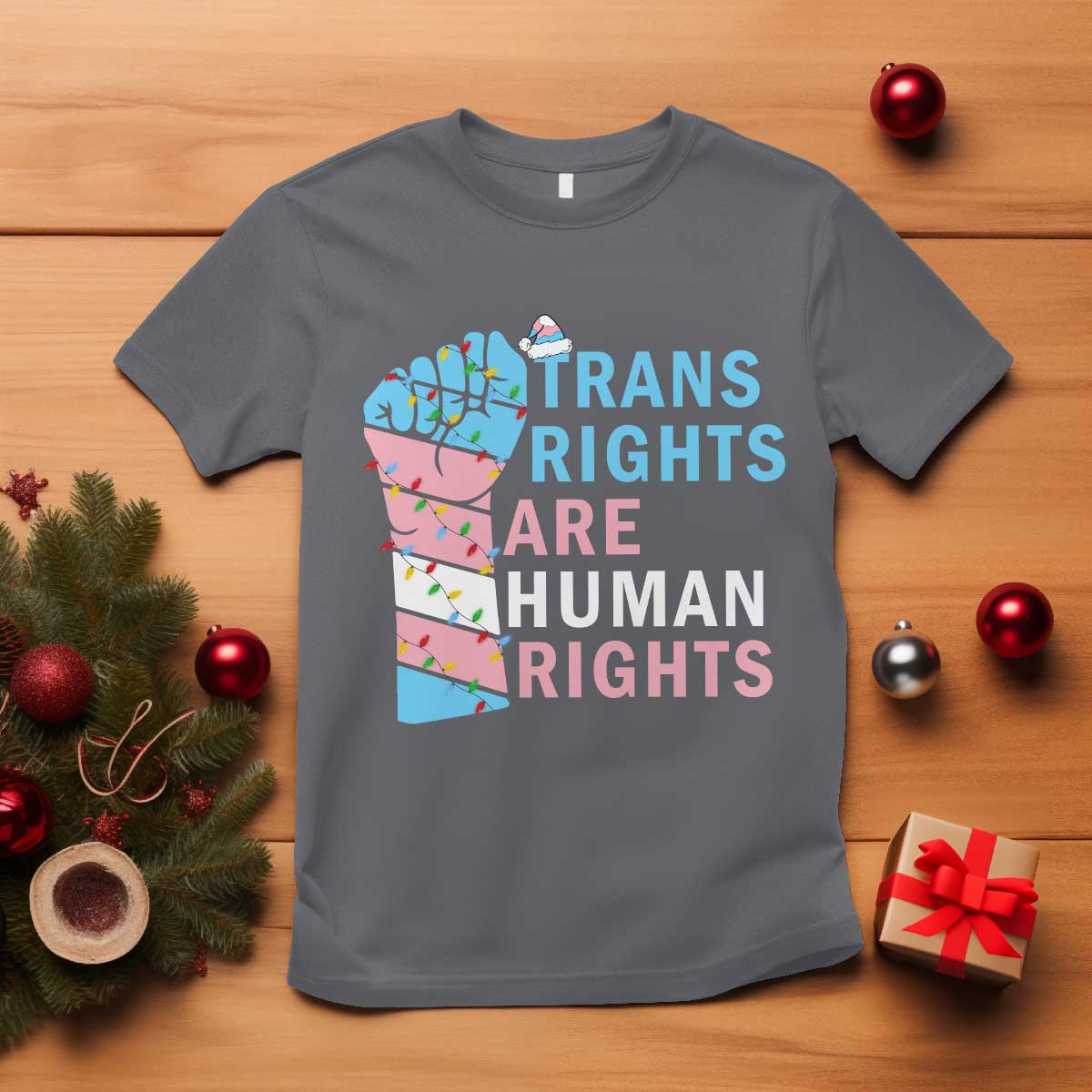Trans Rights Are Human Rights T Shirt Christmas LGBTQ Supporter Gift - Wonder Print Shop