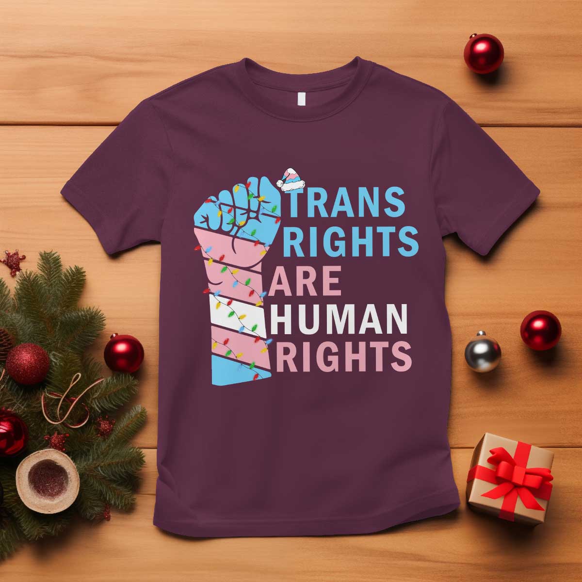 Trans Rights Are Human Rights T Shirt Christmas LGBTQ Supporter Gift - Wonder Print Shop