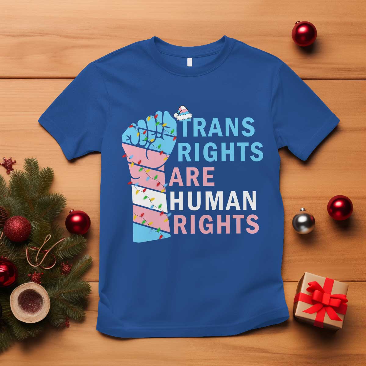 Trans Rights Are Human Rights T Shirt Christmas LGBTQ Supporter Gift - Wonder Print Shop