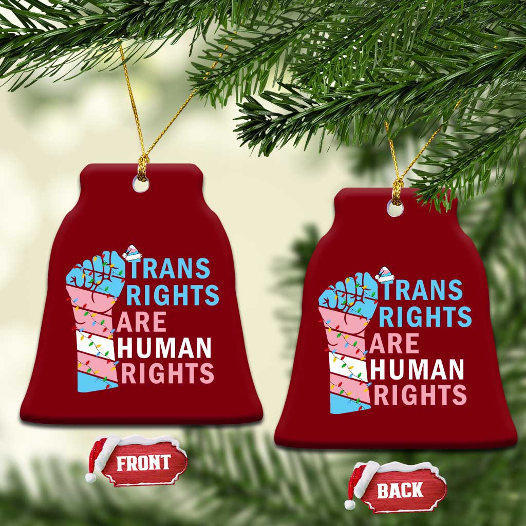 Trans Rights Are Human Rights Ceramic Ornament Christmas LGBTQ Supporter Gift - Wonder Print Shop