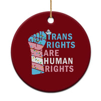 Trans Rights Are Human Rights Ceramic Ornament Christmas LGBTQ Supporter Gift - Wonder Print Shop