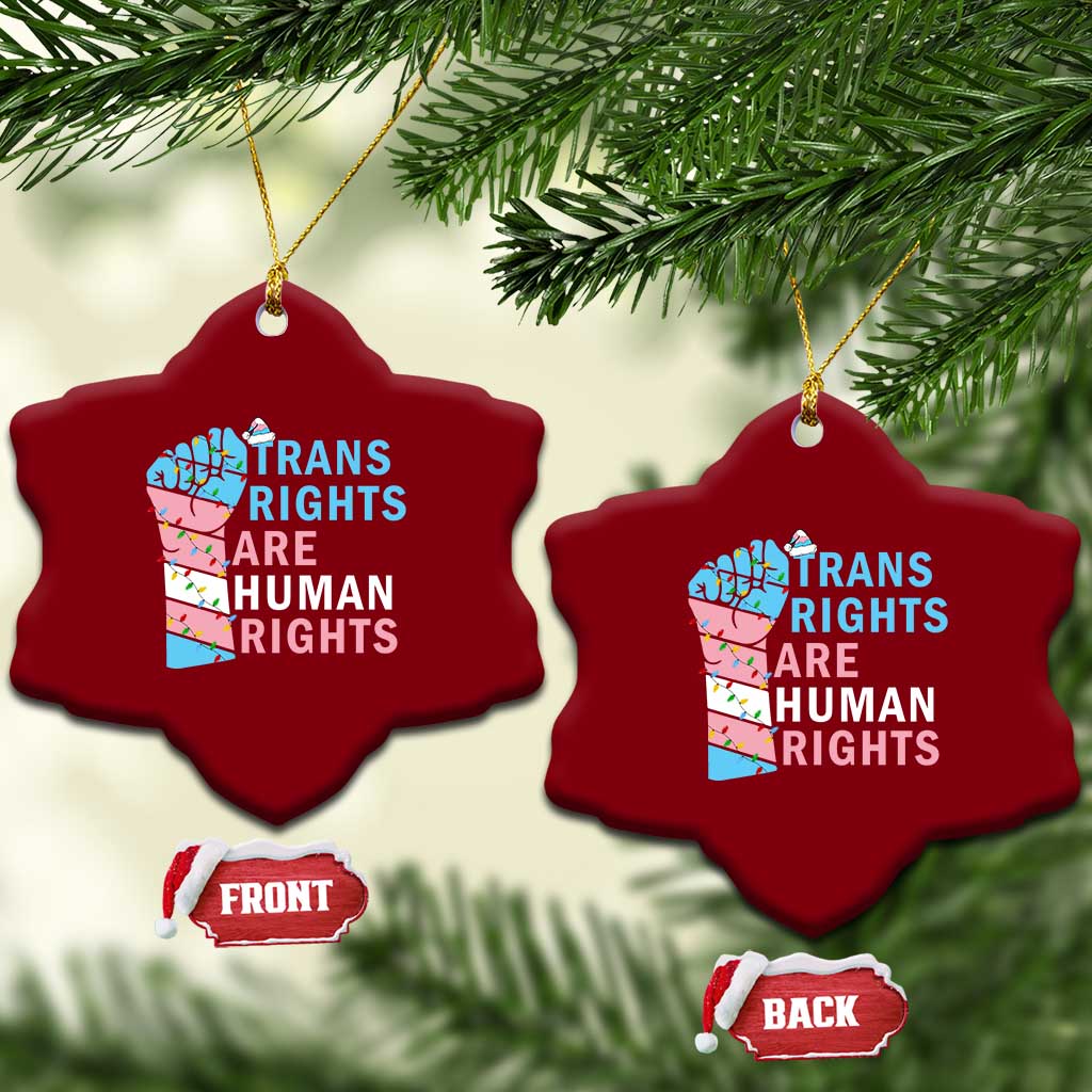 Trans Rights Are Human Rights Ceramic Ornament Christmas LGBTQ Supporter Gift - Wonder Print Shop
