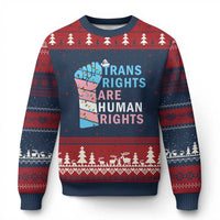 Trans Rights Are Human Rights Ugly Christmas Sweater Xmas LGBTQ Supporter Gift - Wonder Print Shop