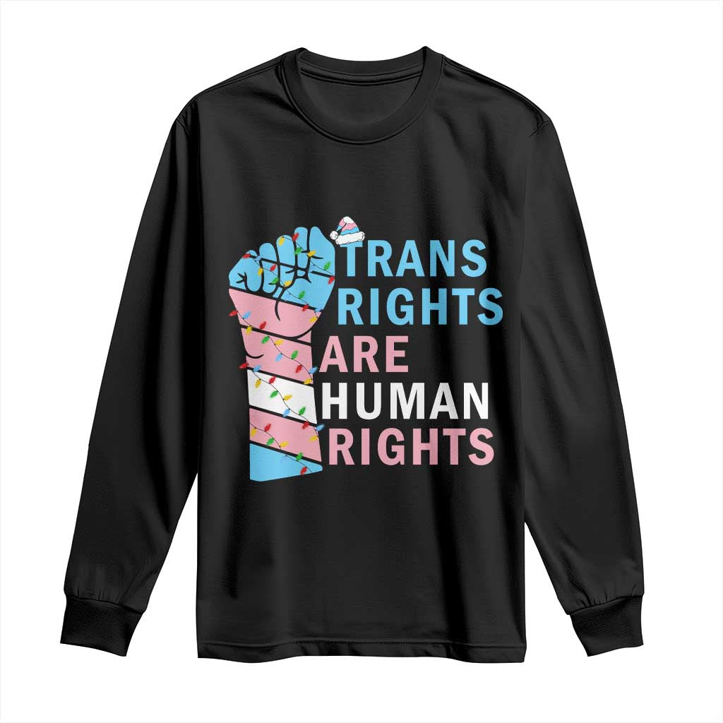 Trans Rights Are Human Rights Long Sleeve Shirt Christmas LGBTQ Supporter Gift - Wonder Print Shop