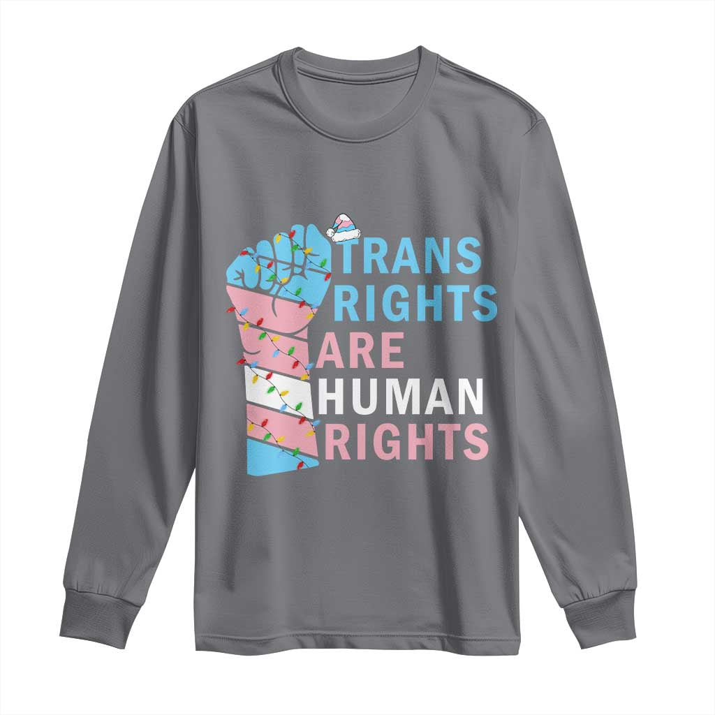 Trans Rights Are Human Rights Long Sleeve Shirt Christmas LGBTQ Supporter Gift - Wonder Print Shop