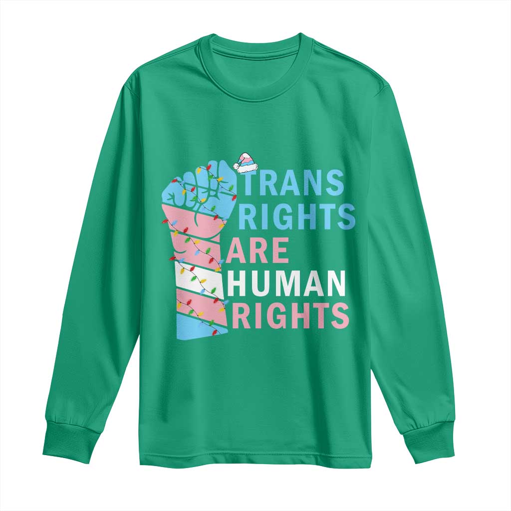 Trans Rights Are Human Rights Long Sleeve Shirt Christmas LGBTQ Supporter Gift - Wonder Print Shop