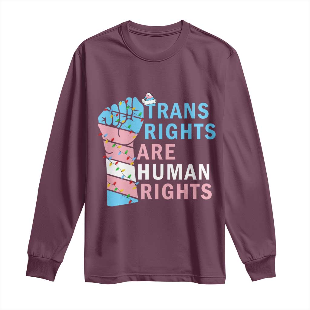 Trans Rights Are Human Rights Long Sleeve Shirt Christmas LGBTQ Supporter Gift - Wonder Print Shop