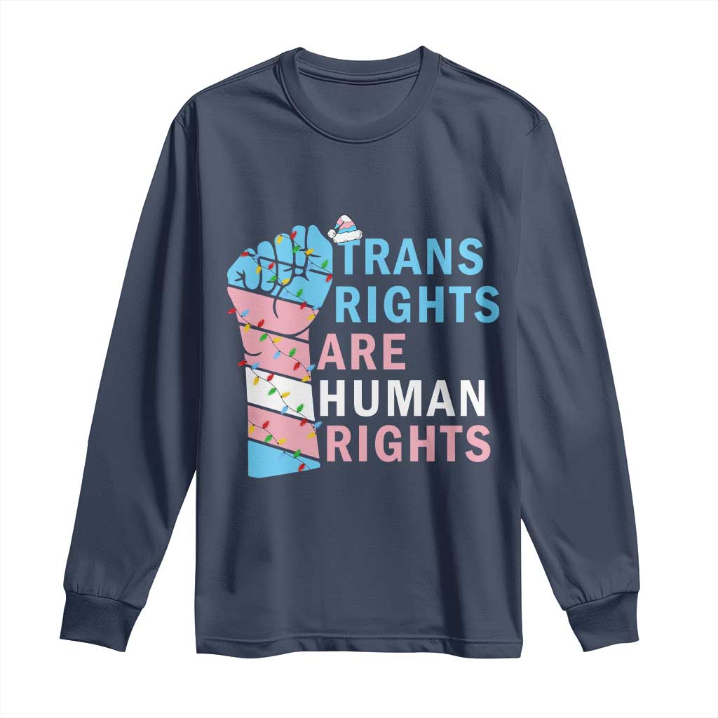 Trans Rights Are Human Rights Long Sleeve Shirt Christmas LGBTQ Supporter Gift - Wonder Print Shop