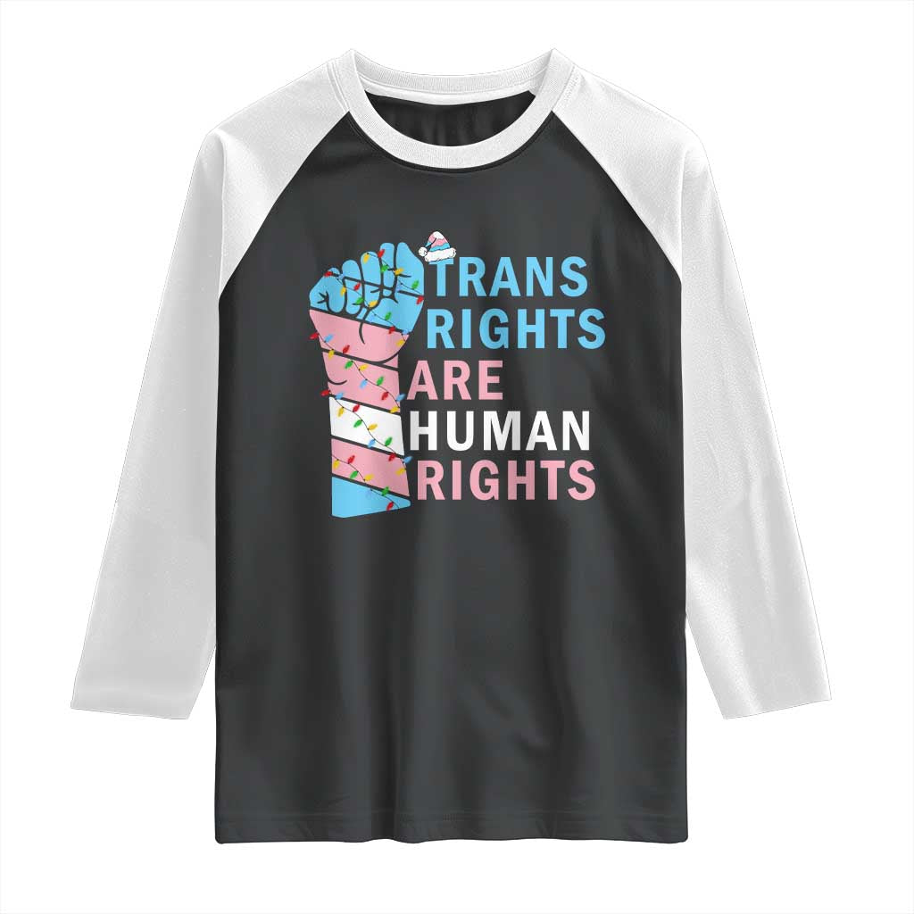 Trans Rights Are Human Rights Raglan Shirt Christmas LGBTQ Supporter Gift - Wonder Print Shop