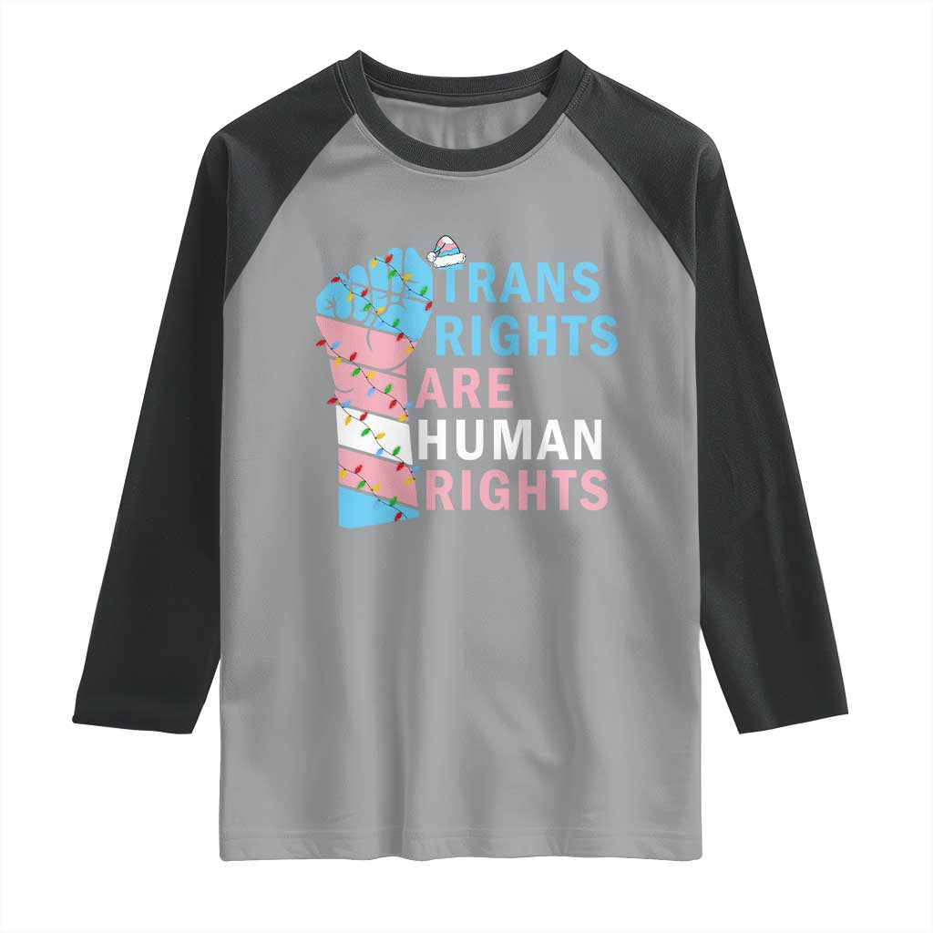Trans Rights Are Human Rights Raglan Shirt Christmas LGBTQ Supporter Gift - Wonder Print Shop