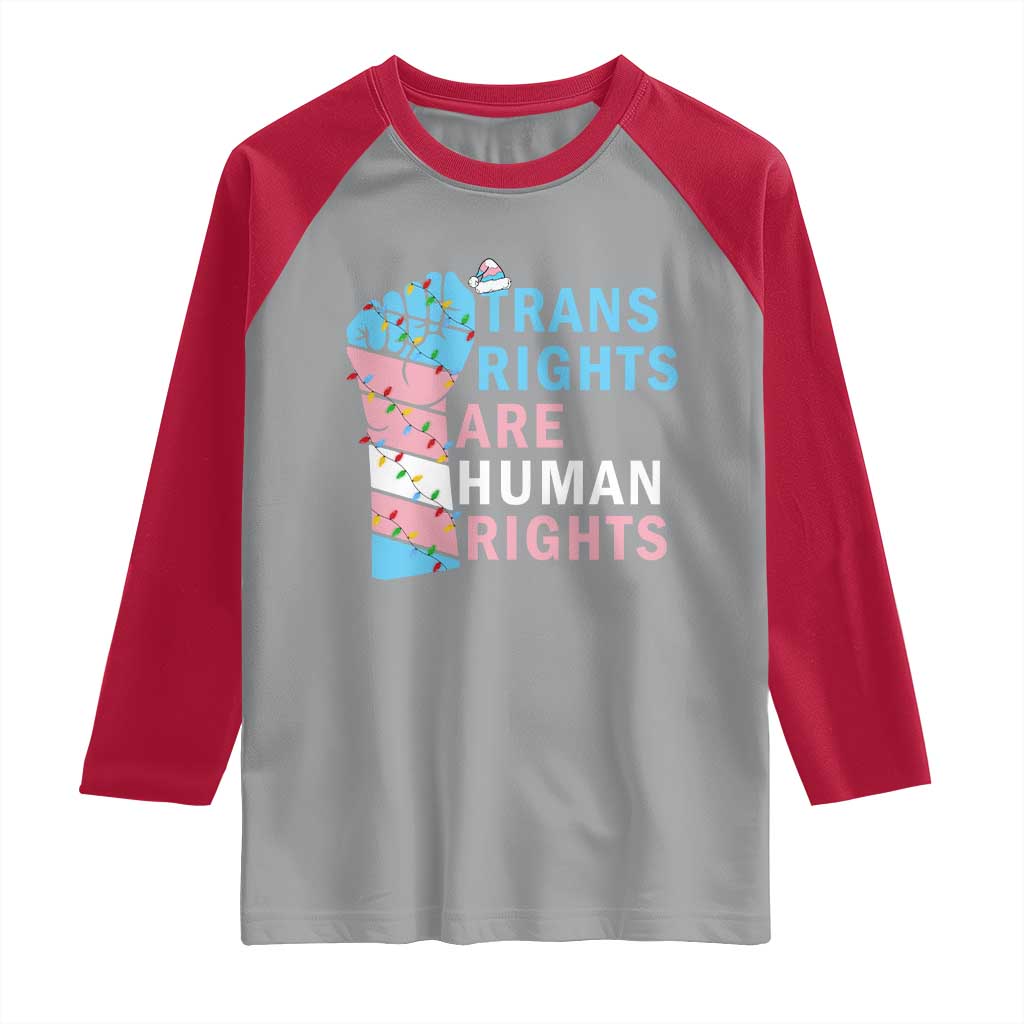 Trans Rights Are Human Rights Raglan Shirt Christmas LGBTQ Supporter Gift - Wonder Print Shop