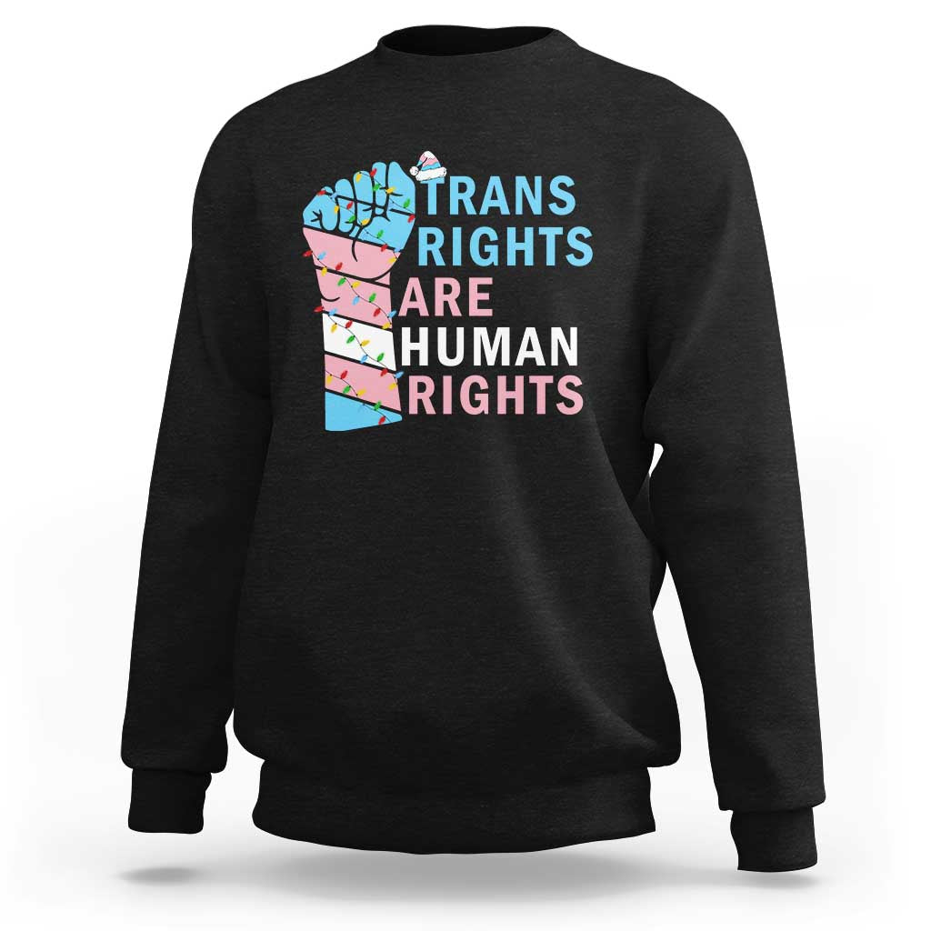 Trans Rights Are Human Rights Sweatshirt Christmas LGBTQ Supporter Gift - Wonder Print Shop