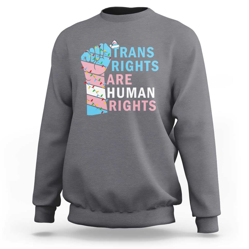 Trans Rights Are Human Rights Sweatshirt Christmas LGBTQ Supporter Gift - Wonder Print Shop