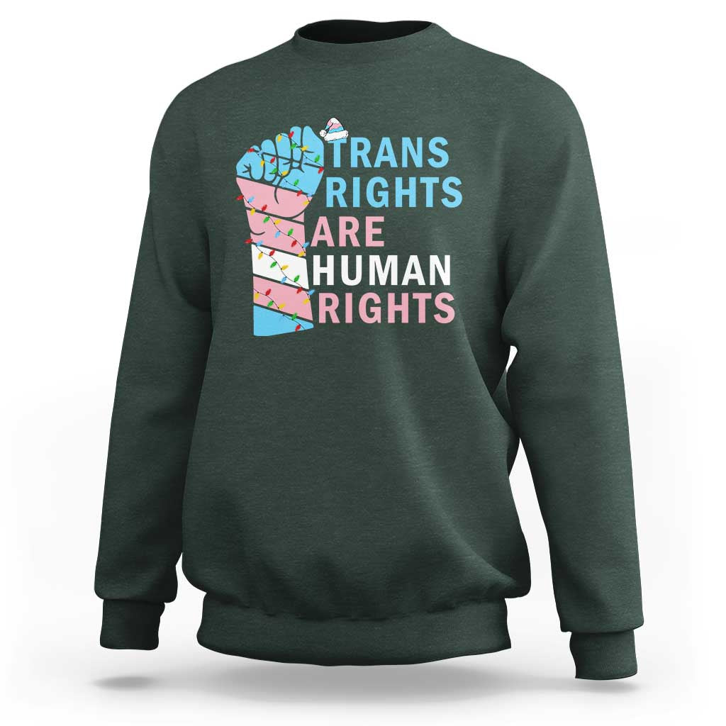 Trans Rights Are Human Rights Sweatshirt Christmas LGBTQ Supporter Gift - Wonder Print Shop