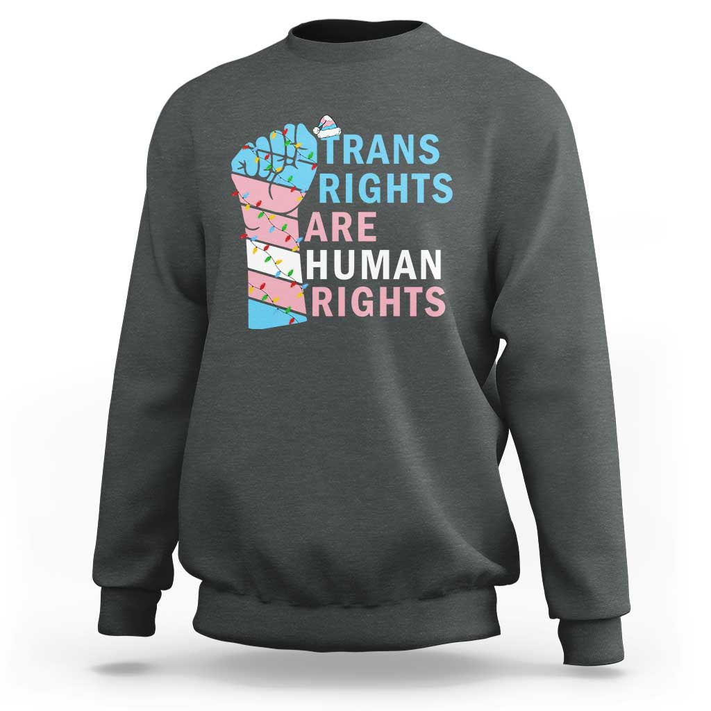 Trans Rights Are Human Rights Sweatshirt Christmas LGBTQ Supporter Gift - Wonder Print Shop
