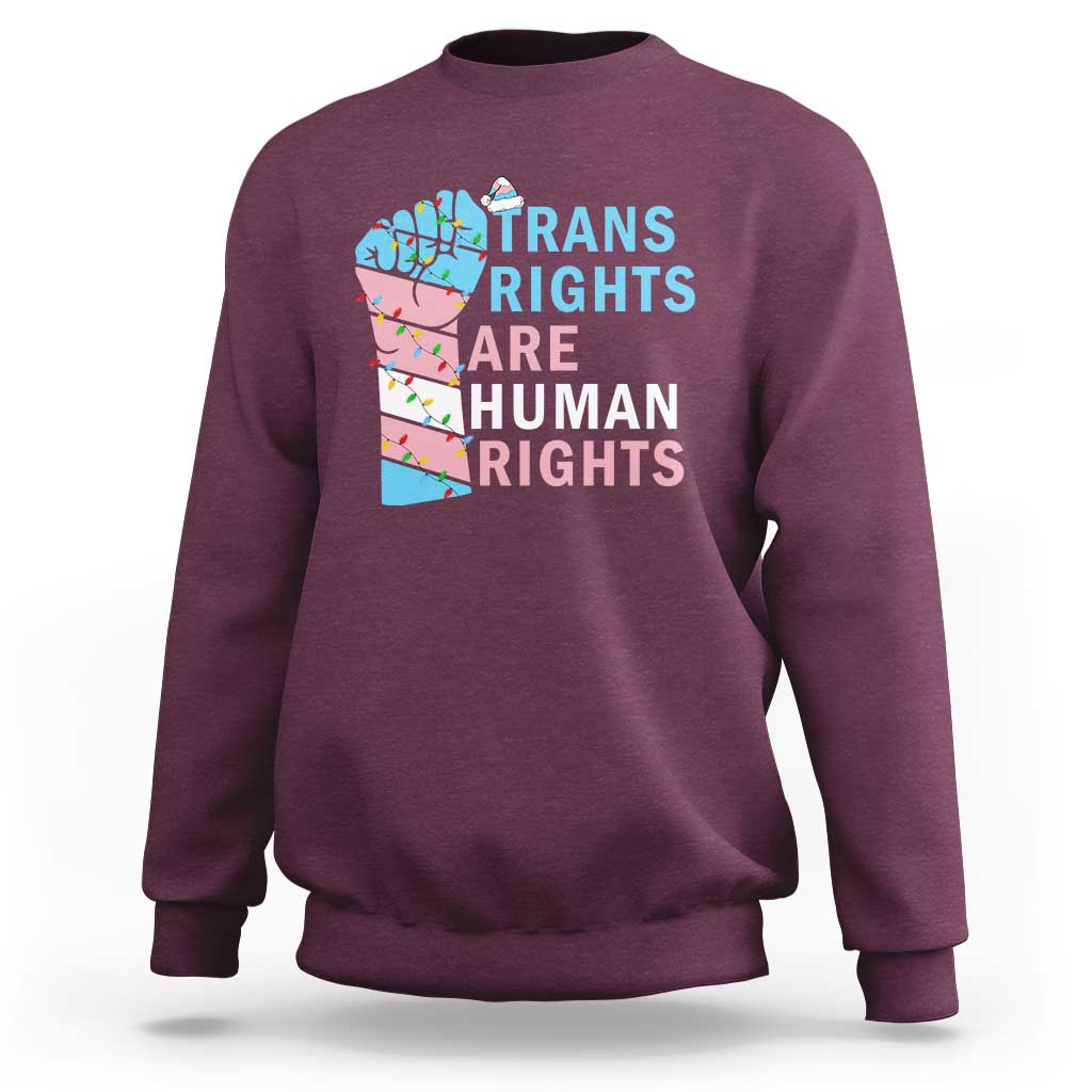 Trans Rights Are Human Rights Sweatshirt Christmas LGBTQ Supporter Gift - Wonder Print Shop