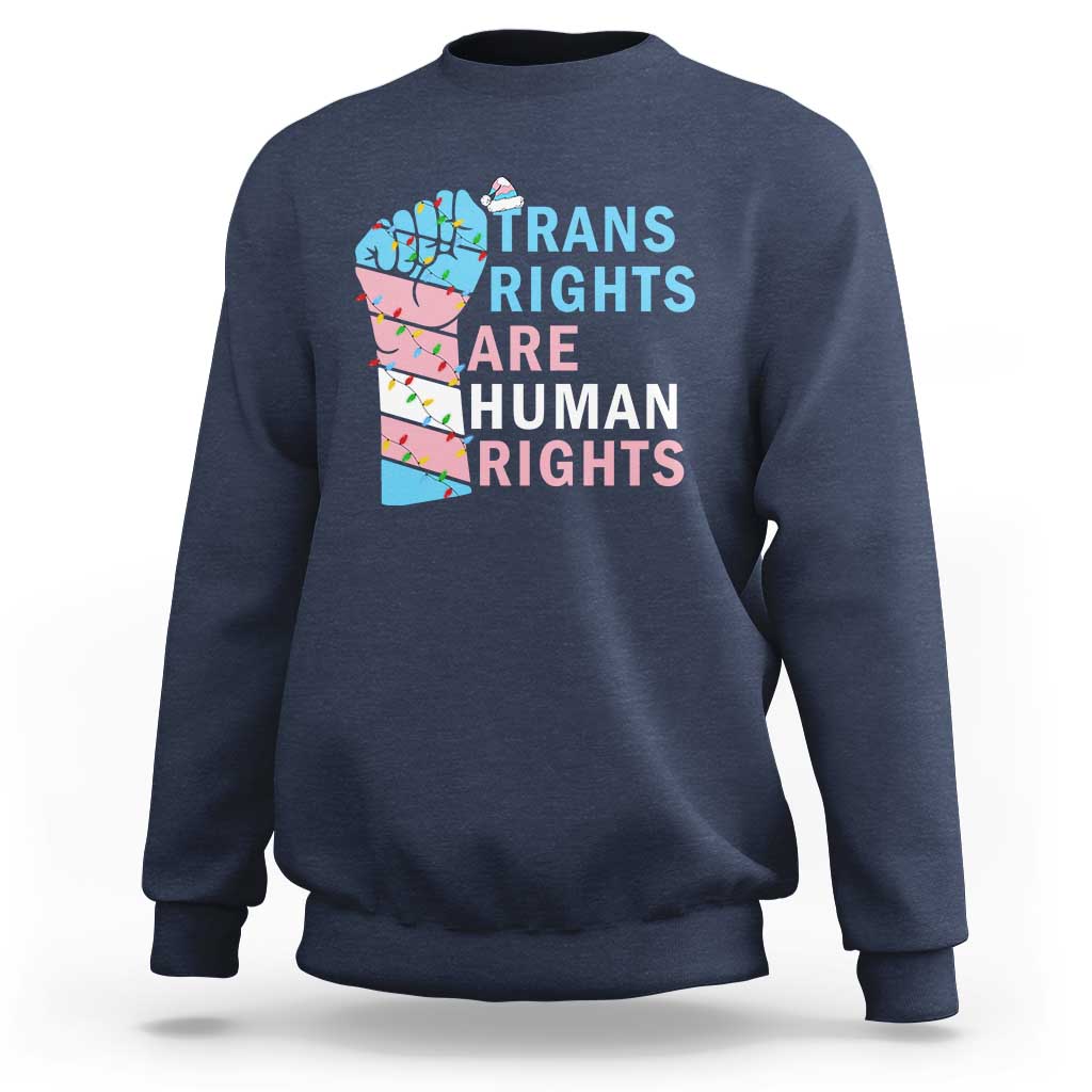 Trans Rights Are Human Rights Sweatshirt Christmas LGBTQ Supporter Gift - Wonder Print Shop
