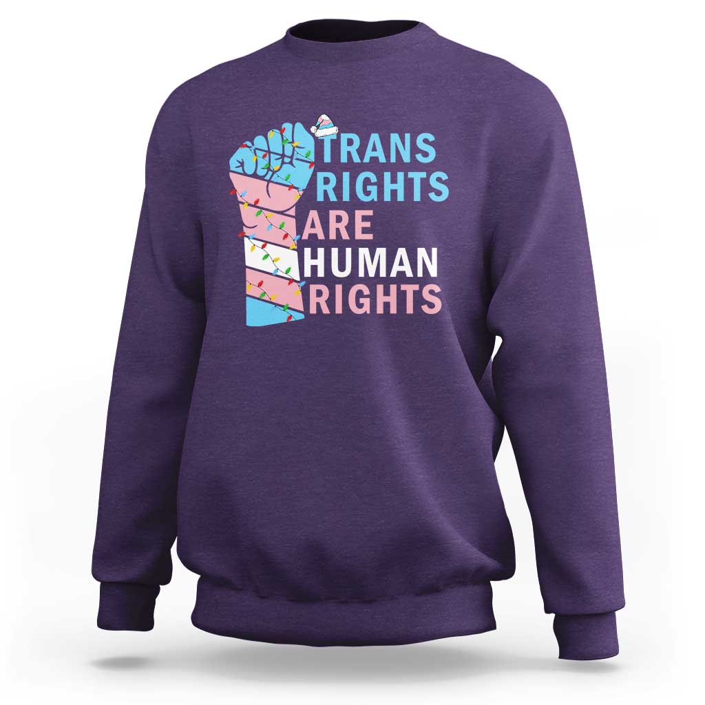 Trans Rights Are Human Rights Sweatshirt Christmas LGBTQ Supporter Gift - Wonder Print Shop