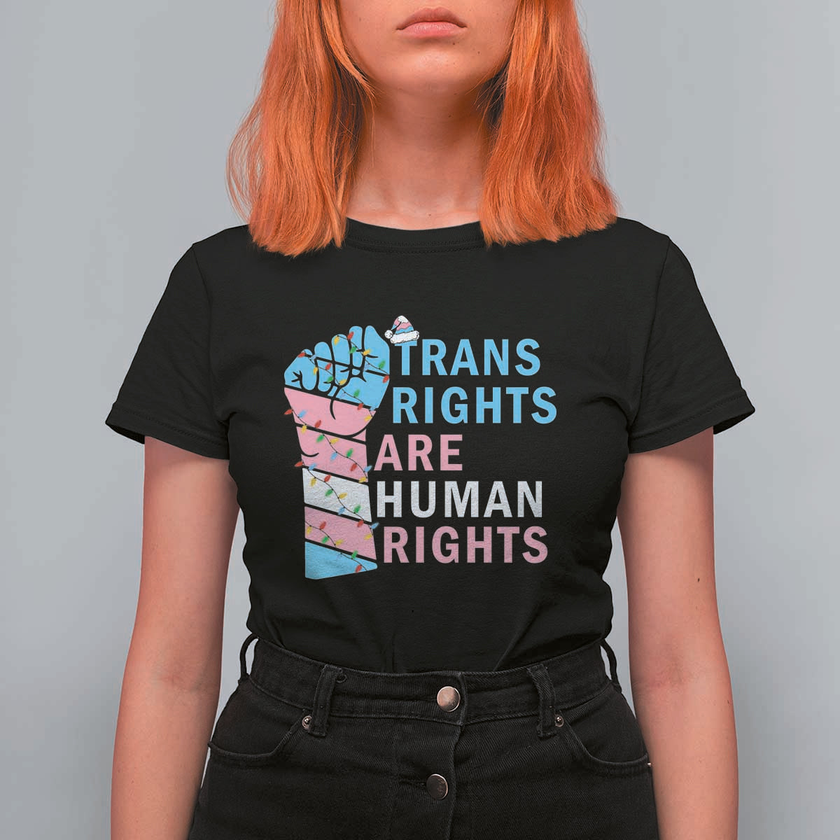 Trans Rights Are Human Rights T Shirt For Women Christmas LGBTQ Supporter Gift - Wonder Print Shop