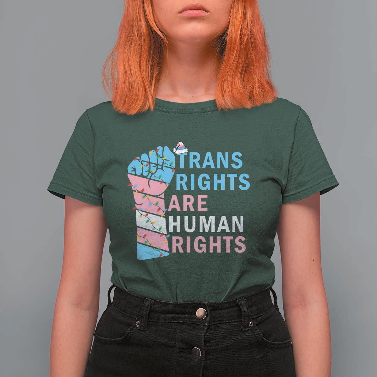 Trans Rights Are Human Rights T Shirt For Women Christmas LGBTQ Supporter Gift - Wonder Print Shop