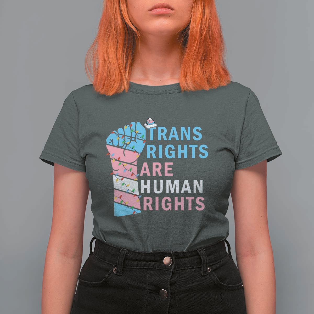 Trans Rights Are Human Rights T Shirt For Women Christmas LGBTQ Supporter Gift - Wonder Print Shop
