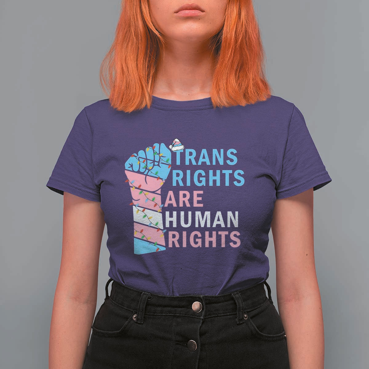 Trans Rights Are Human Rights T Shirt For Women Christmas LGBTQ Supporter Gift - Wonder Print Shop