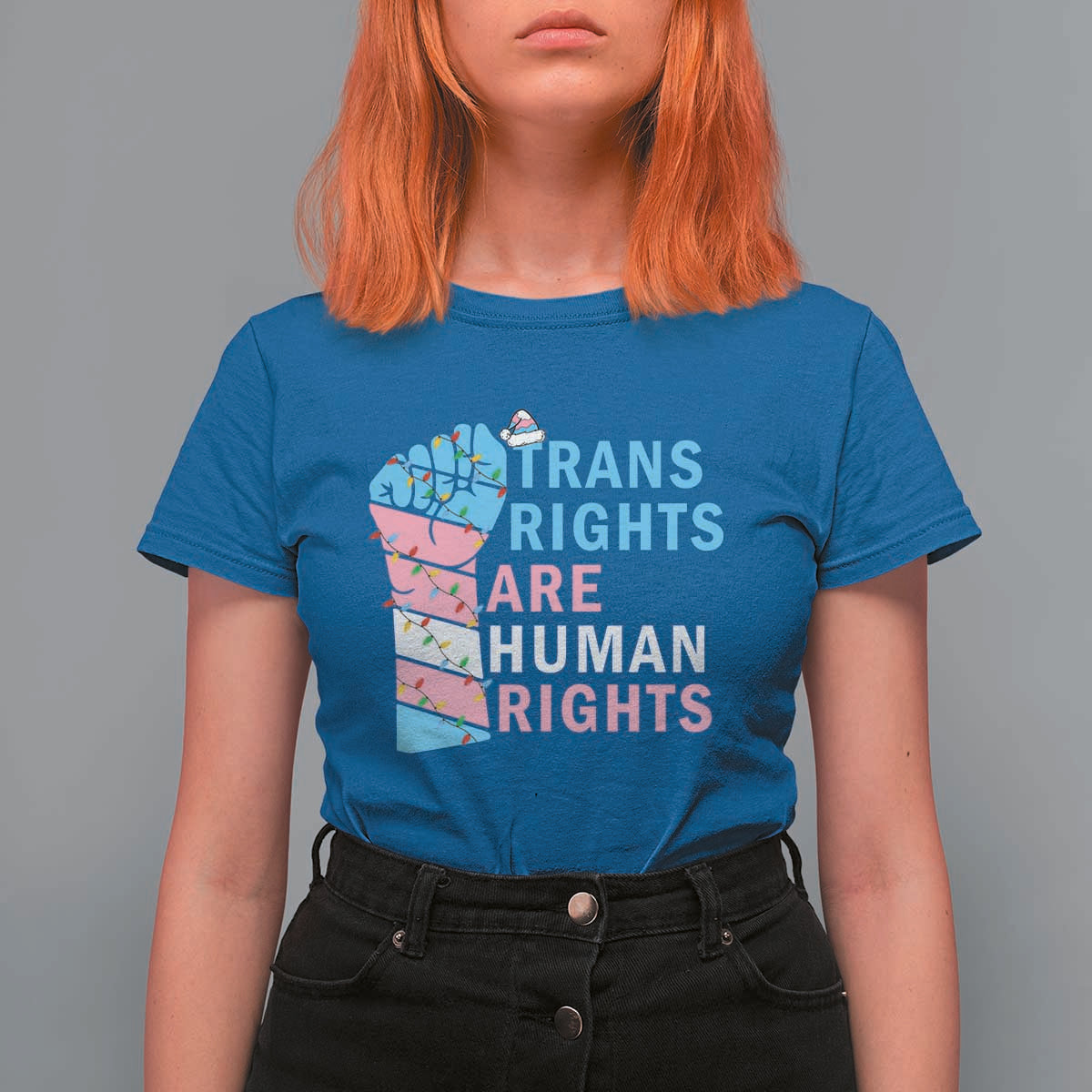 Trans Rights Are Human Rights T Shirt For Women Christmas LGBTQ Supporter Gift - Wonder Print Shop