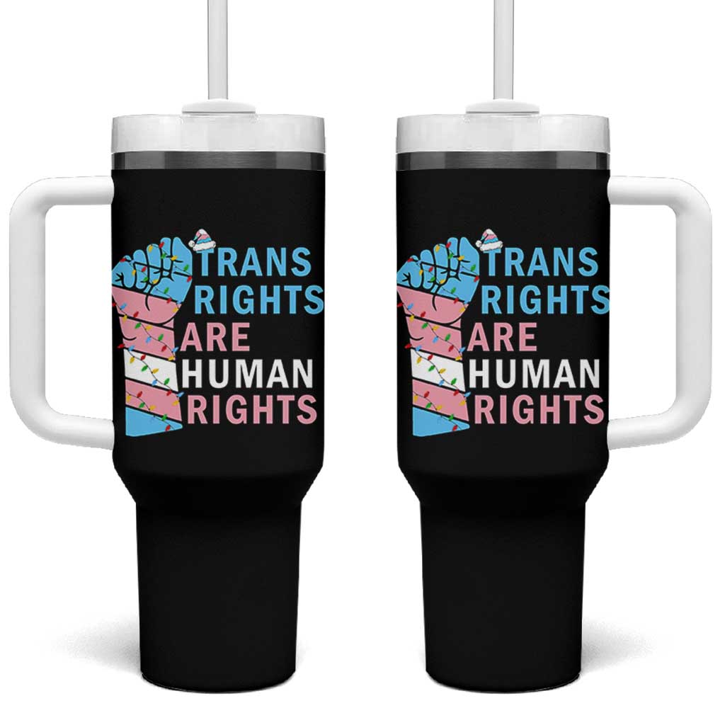 Trans Rights Are Human Rights Tumbler With Handle Christmas LGBTQ Supporter Gift - Wonder Print Shop