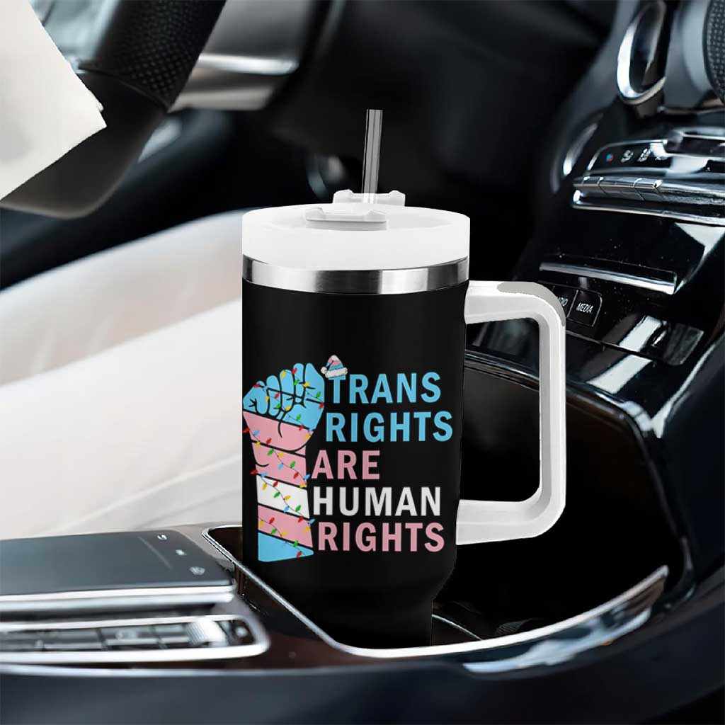 Trans Rights Are Human Rights Tumbler With Handle Christmas LGBTQ Supporter Gift - Wonder Print Shop