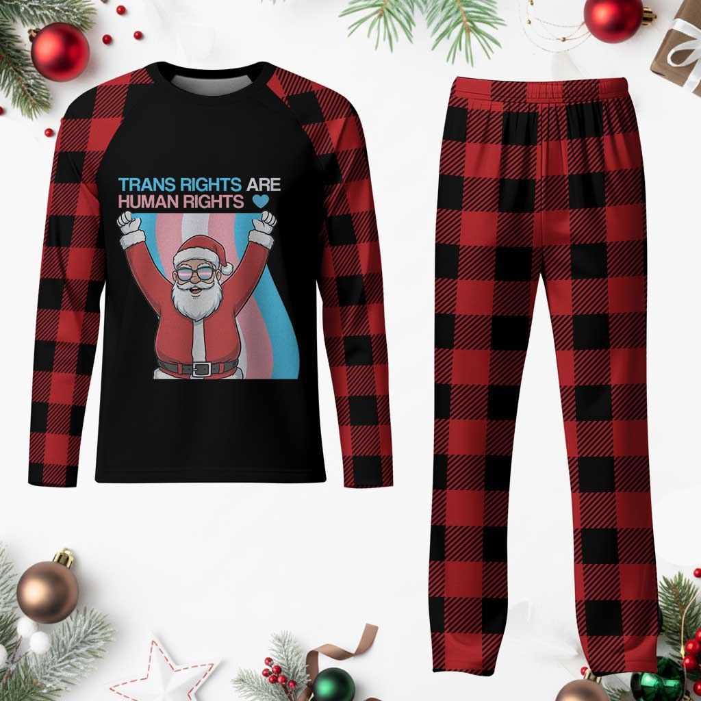 Christmas Trans Rights Are Human Rights Plaid Pajama Set LGBTQ Advocate - Wonder Print Shop