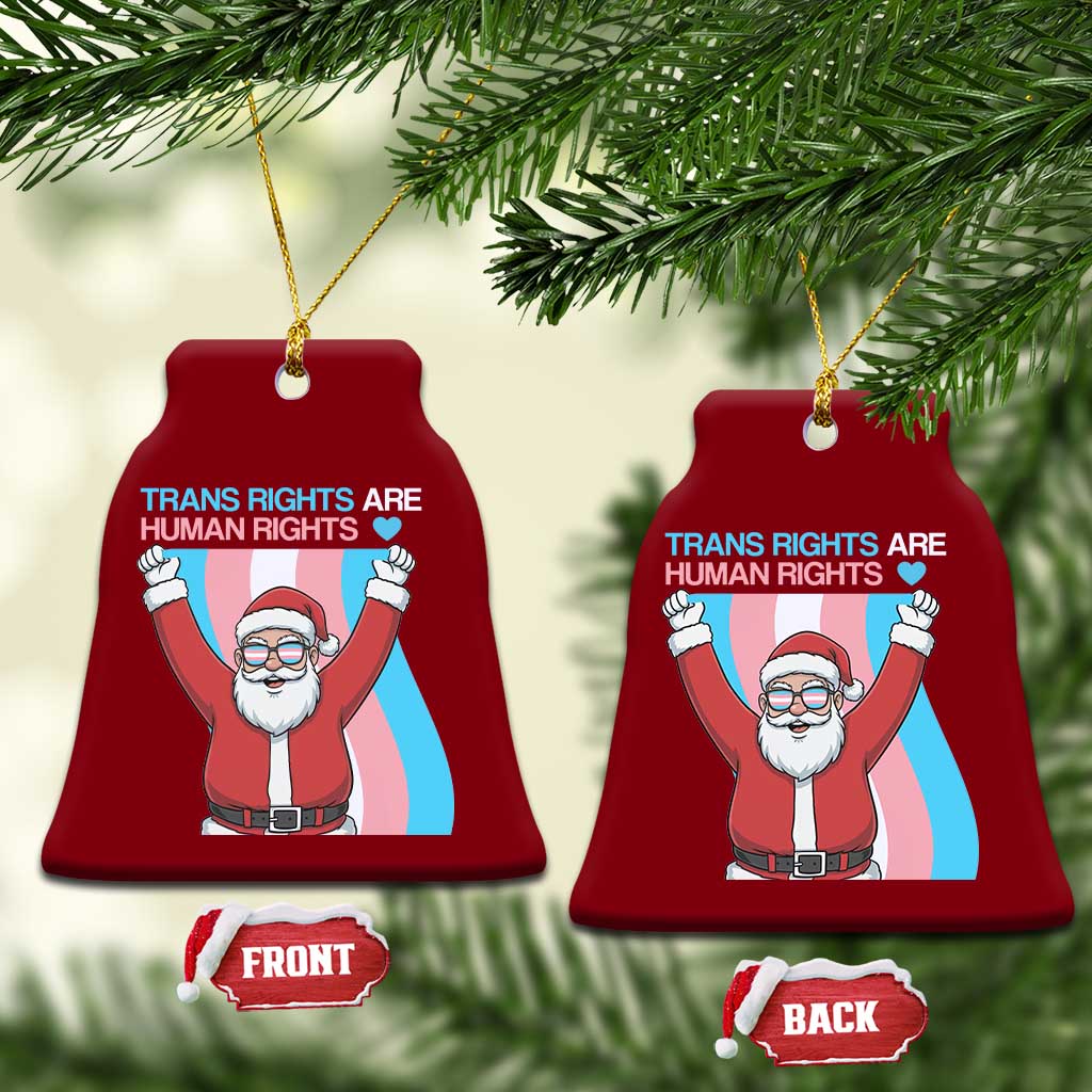 Christmas Trans Rights Are Human Rights Ceramic Ornament LGBTQ Advocate - Wonder Print Shop