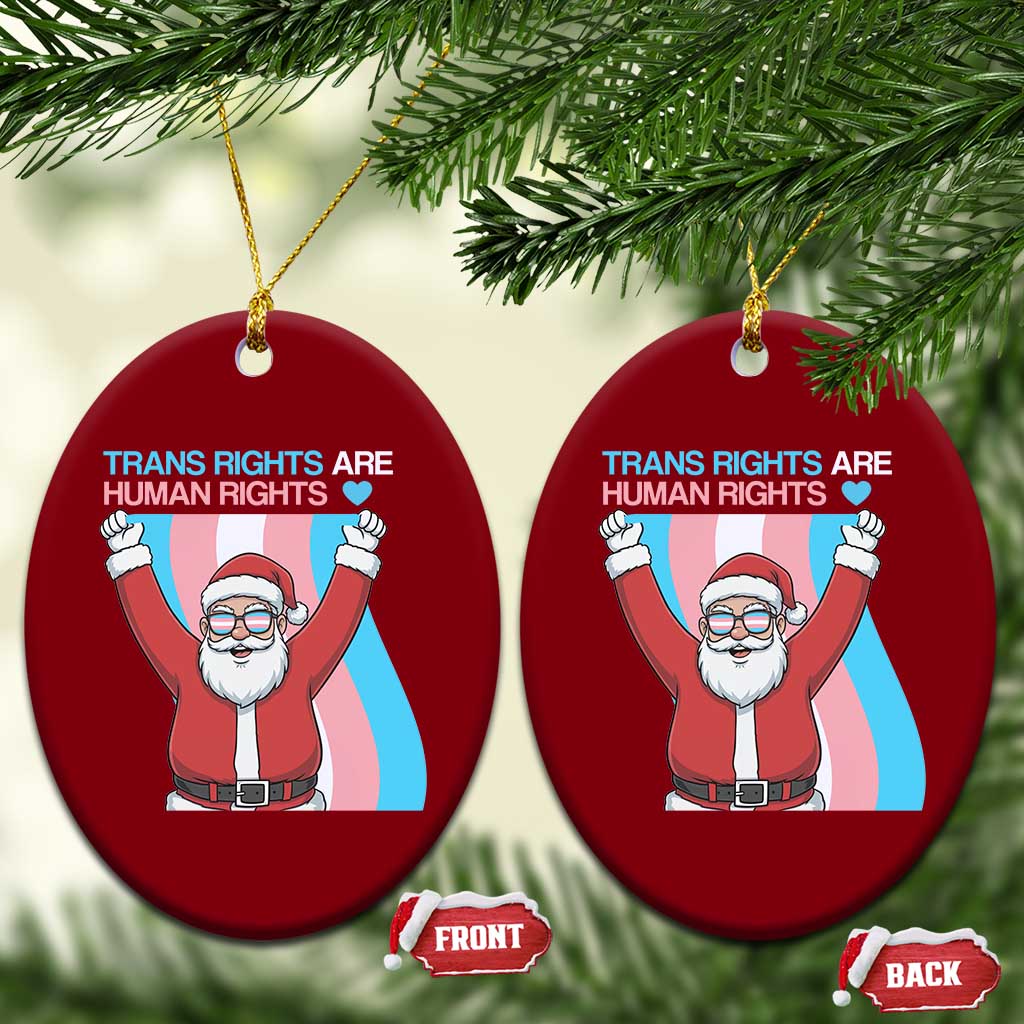 Christmas Trans Rights Are Human Rights Ceramic Ornament LGBTQ Advocate - Wonder Print Shop