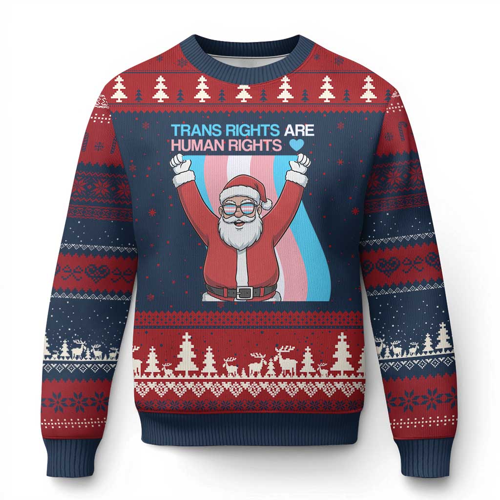 Christmas Trans Rights Are Human Rights Ugly Christmas Sweater LGBTQ Advocate - Wonder Print Shop