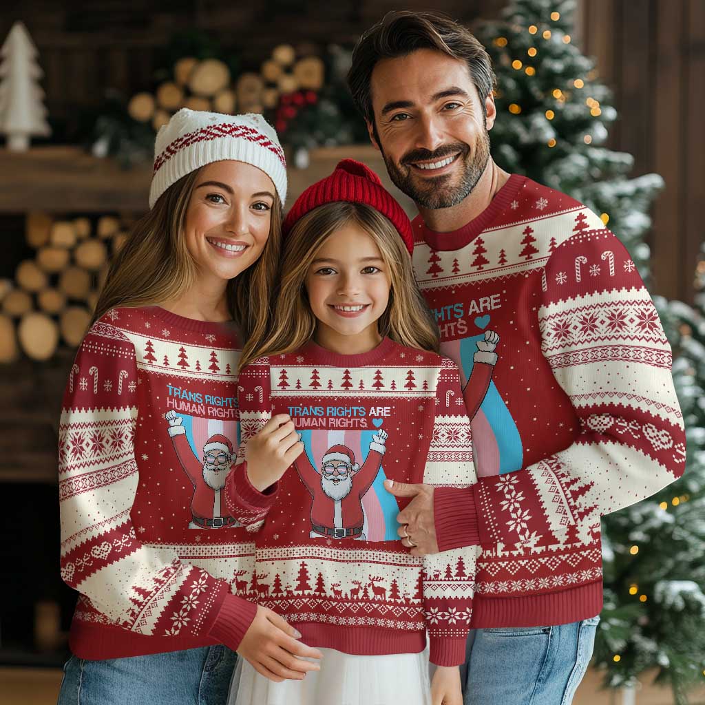 Christmas Trans Rights Are Human Rights Ugly Christmas Sweater LGBTQ Advocate - Wonder Print Shop