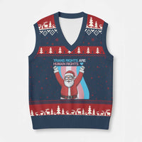 Christmas Trans Rights Are Human Rights V-Neck Knit Sweater Vest LGBTQ Advocate - Wonder Print Shop
