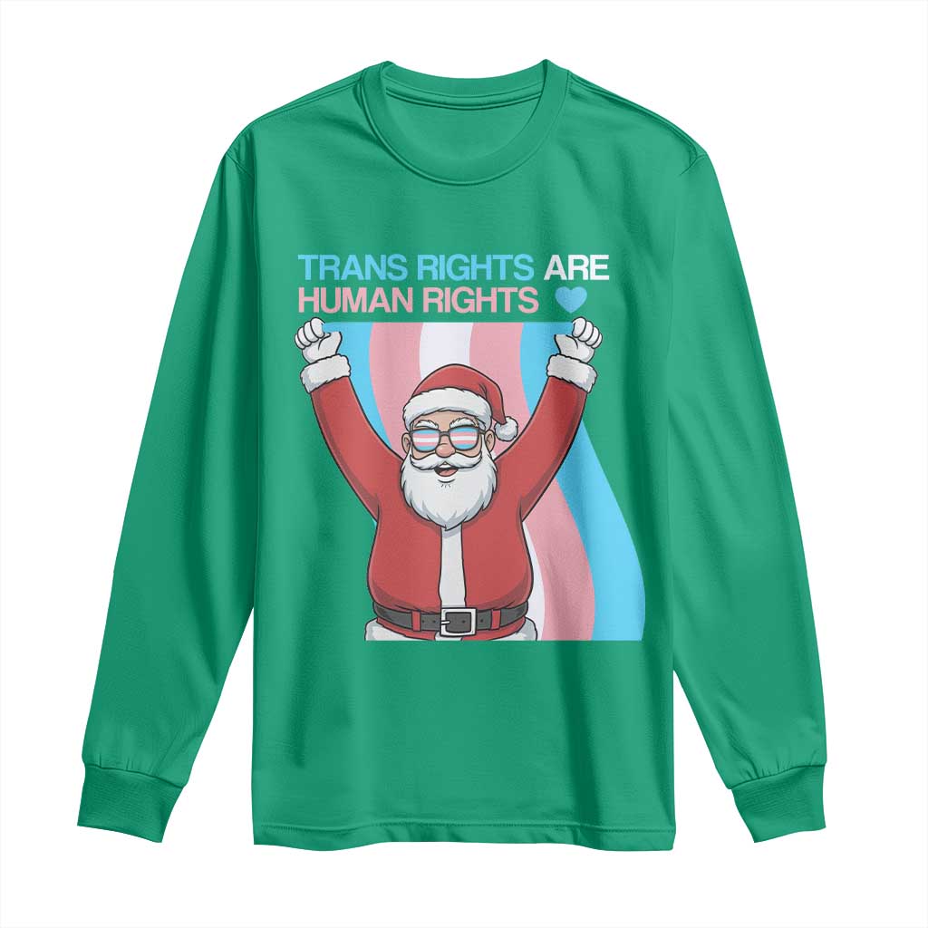 Christmas Trans Rights Are Human Rights Long Sleeve Shirt LGBTQ Advocate - Wonder Print Shop