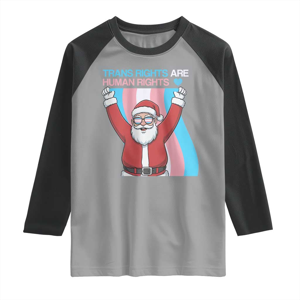 Christmas Trans Rights Are Human Rights Raglan Shirt LGBTQ Advocate - Wonder Print Shop