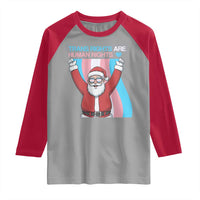 Christmas Trans Rights Are Human Rights Raglan Shirt LGBTQ Advocate - Wonder Print Shop