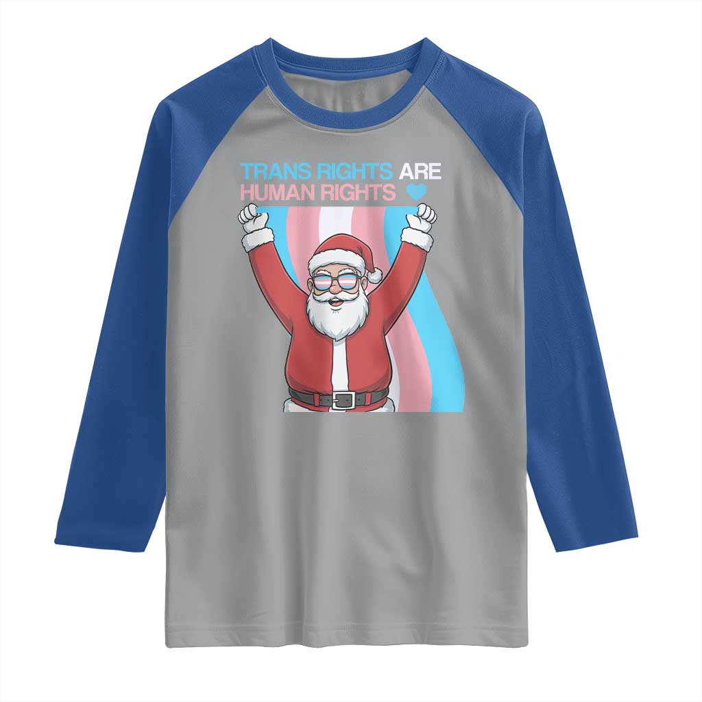 Christmas Trans Rights Are Human Rights Raglan Shirt LGBTQ Advocate - Wonder Print Shop