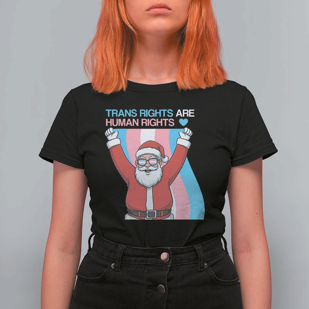 Christmas Trans Rights Are Human Rights T Shirt For Women LGBTQ Advocate - Wonder Print Shop